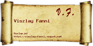 Viszlay Fanni névjegykártya